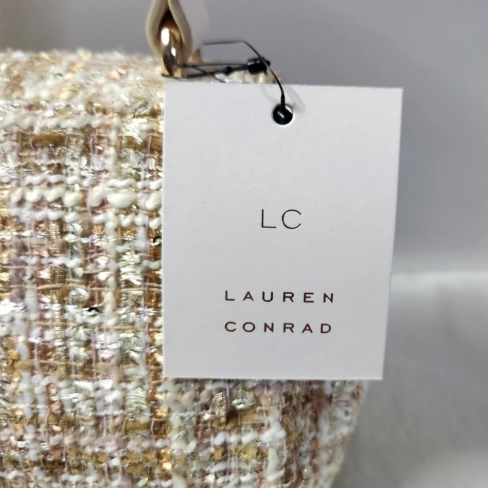 LC Lauren Conrad Dalton Tweed Rose Gold Mini Handbag Crossbody Bag Purse